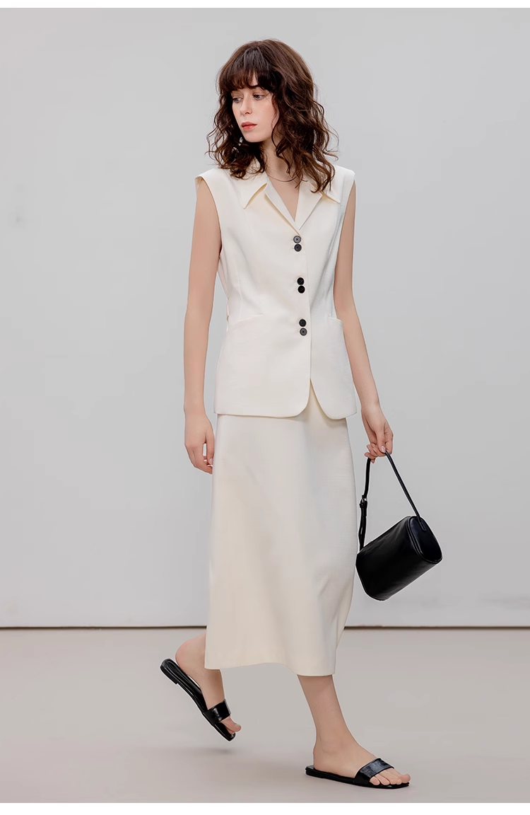 Sleeveless Waist-Defined Top & Straight Skirt Set