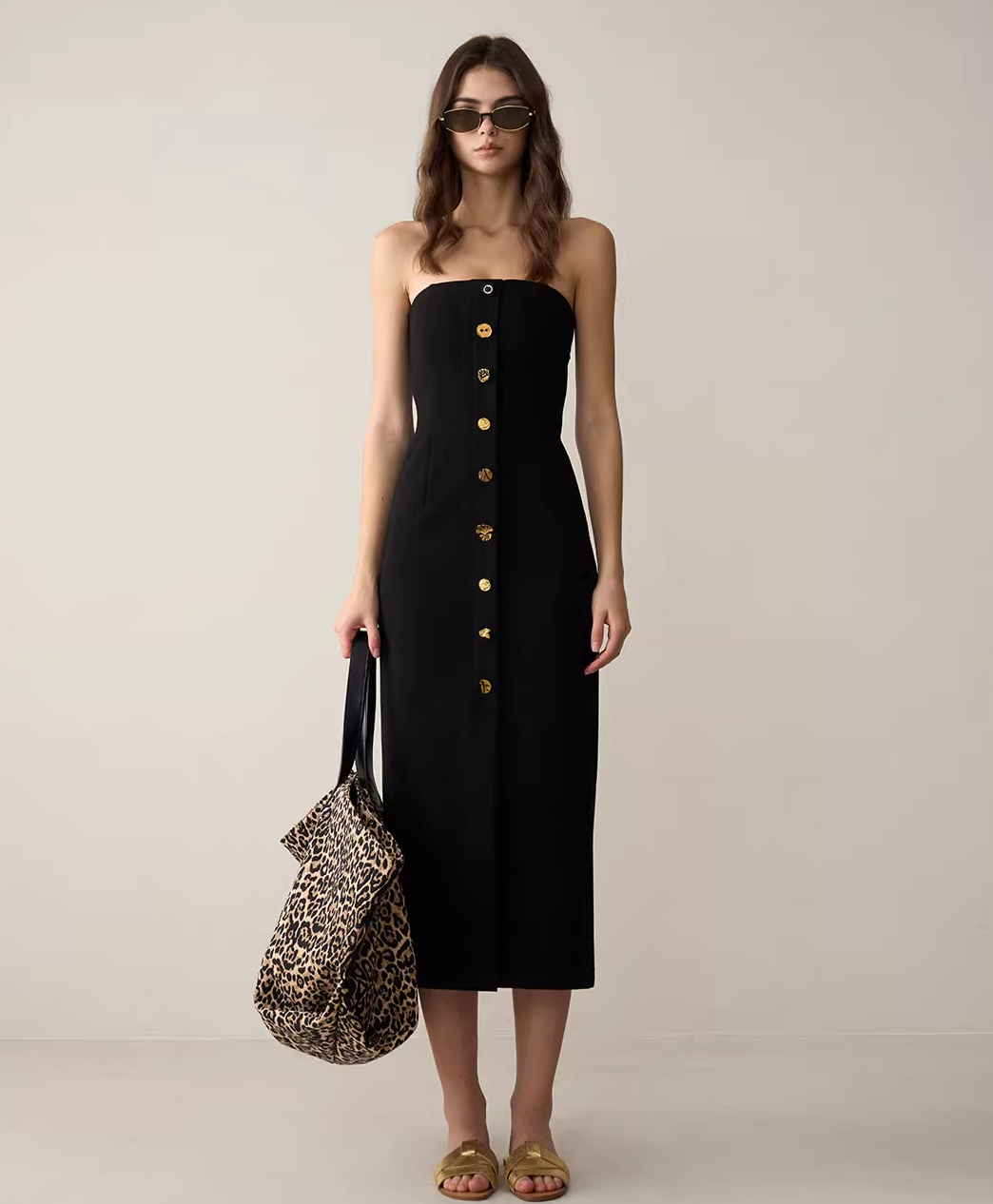 Strapless Wrap Dress with Front Slit