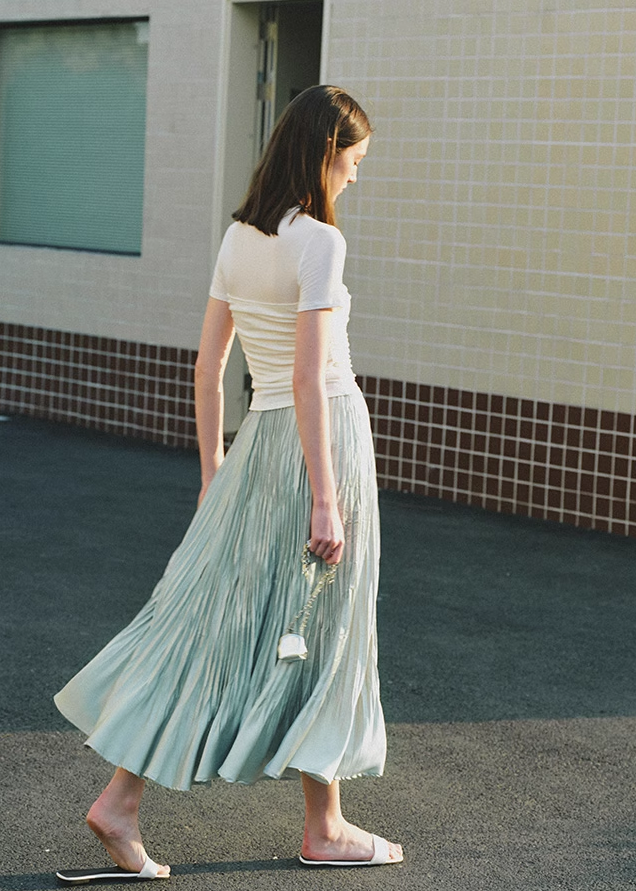 Matte Satin Midi Skirt