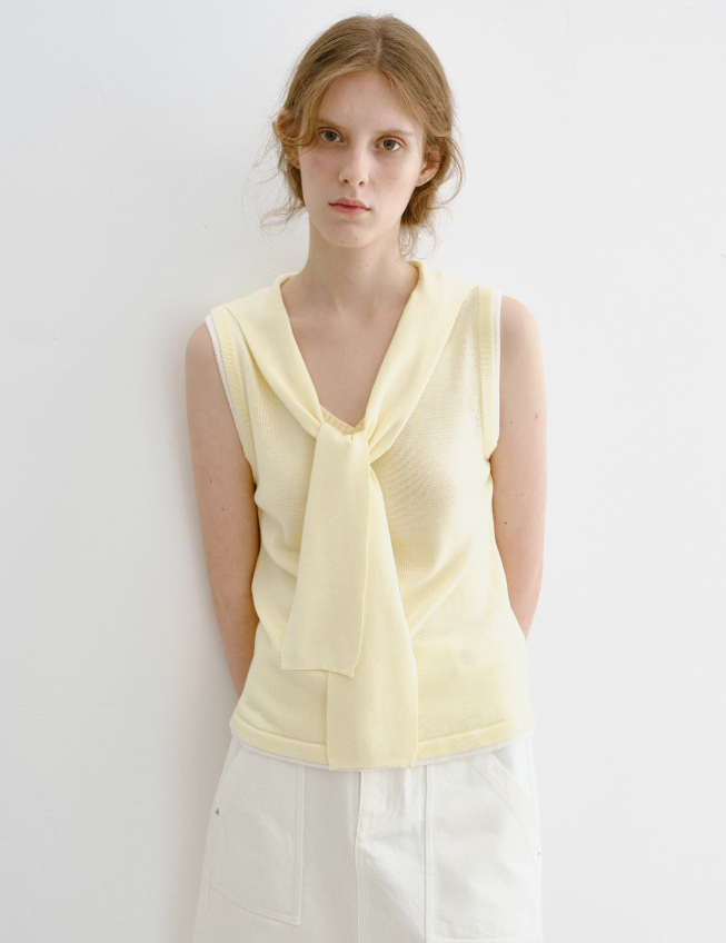 Sleeveless Knit Vest with Faux Two-Piece