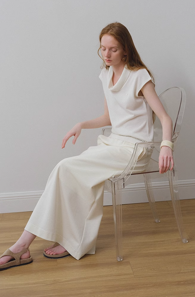 Drape-Neck Sleeveless Knit Top