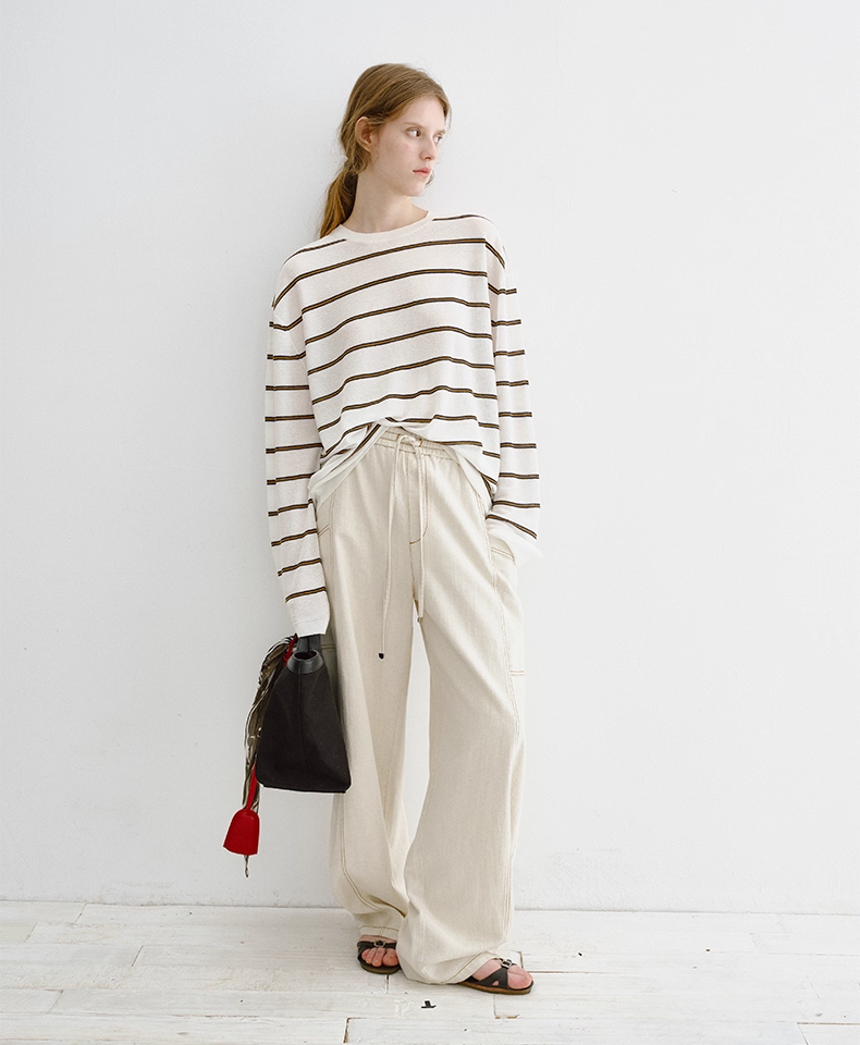 Linen-Blend Striped Knit Cover-Up