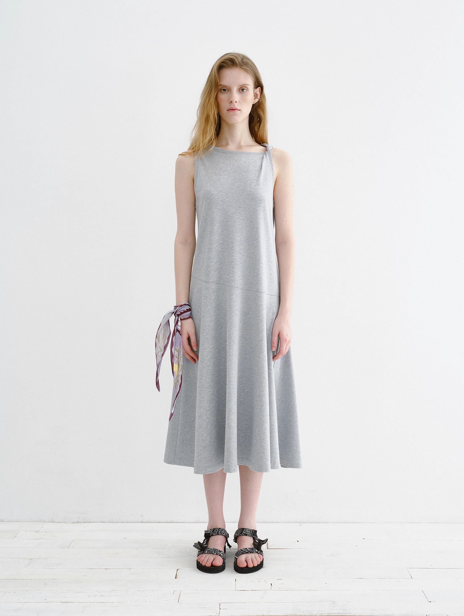 Knot-Shoulder Sleeveless Maxi Dress