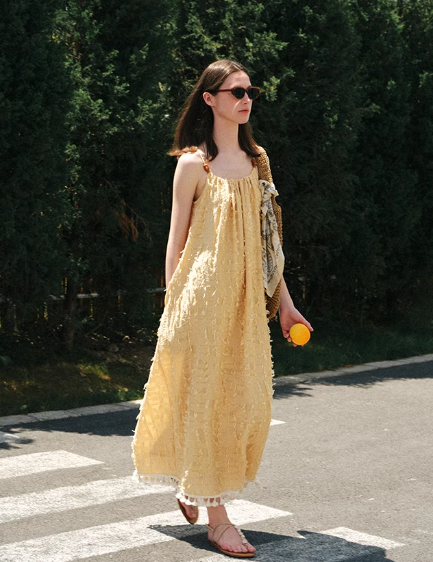 Jacquard Spaghetti Strap A-Line Dress