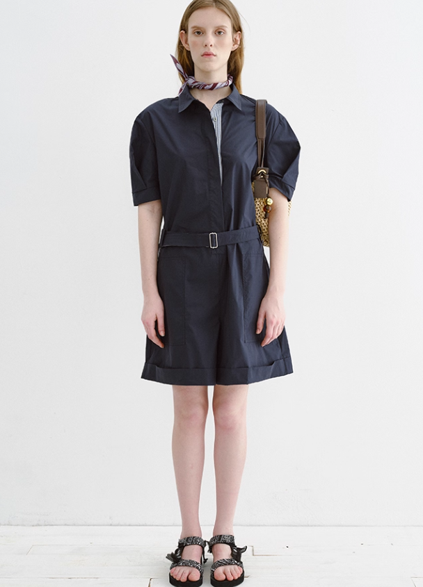 Navy Utility Short Sleeve Jumpsuit