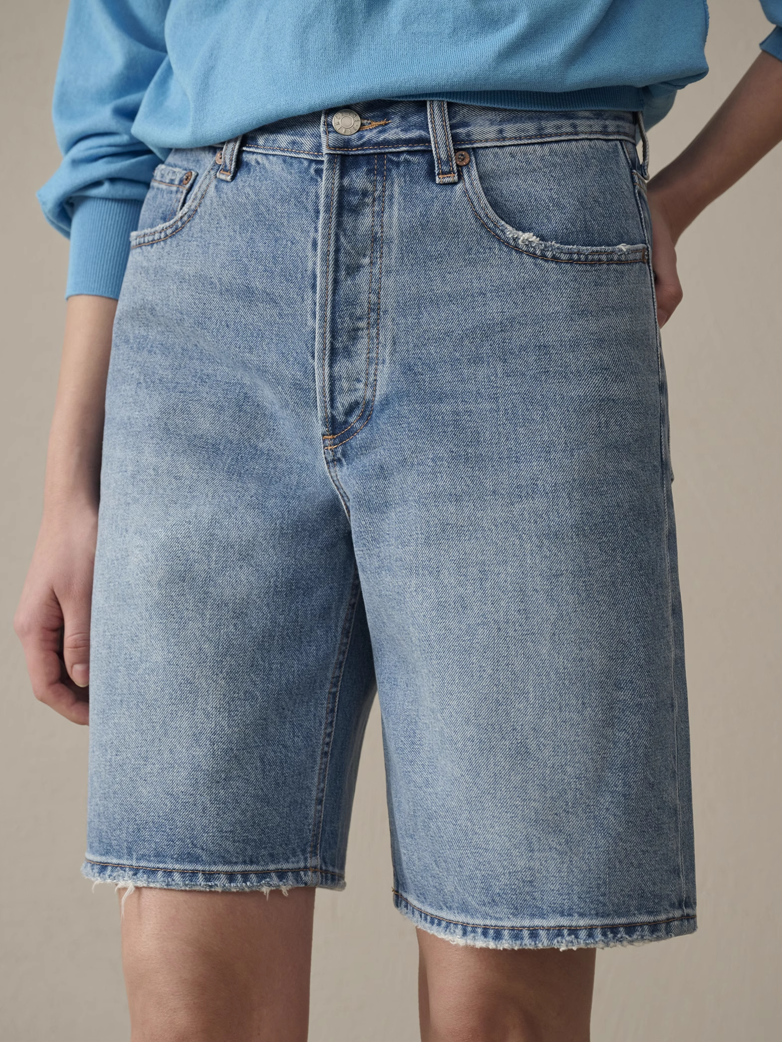 Classic Washed Denim Shorts