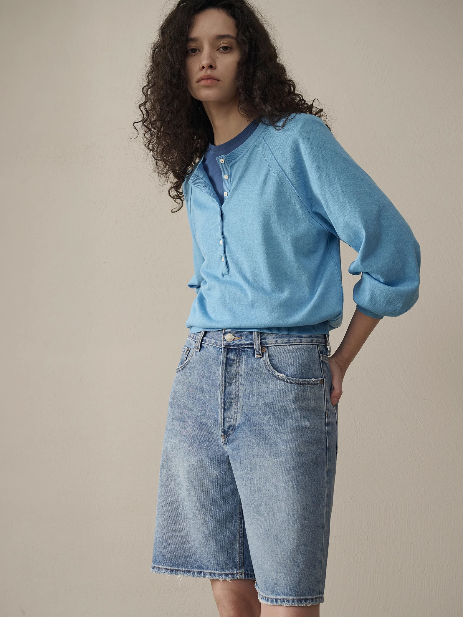 Classic Washed Denim Shorts