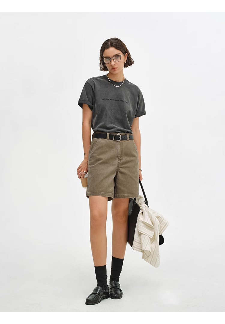 Washed Utility Straight Shorts