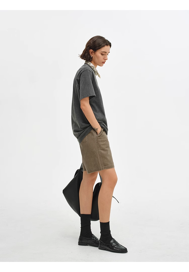 Washed Utility Straight Shorts