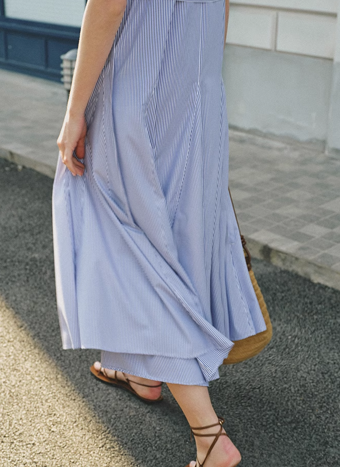 Drawstring Tie Waist V-Neck Dress