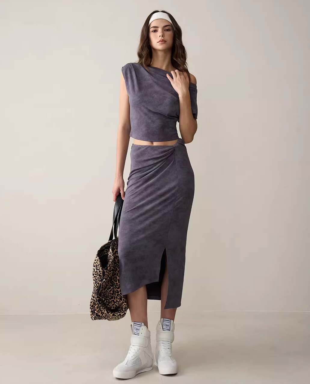 Asymmetric Off-Shoulder Top & Twist-Knot Irregular Skirt Set