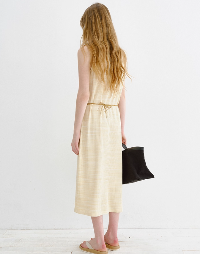 Sleeveless Polo Ribbed Knit Maxi Dress