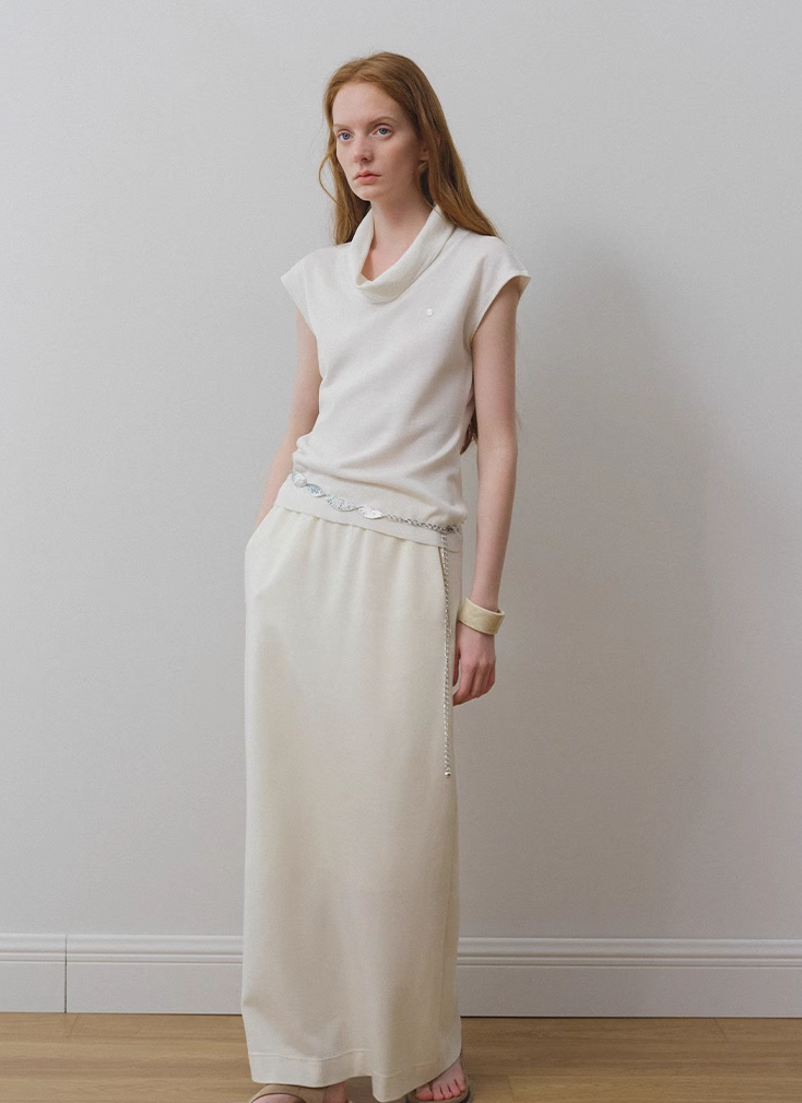 Drape-Neck Sleeveless Knit Top