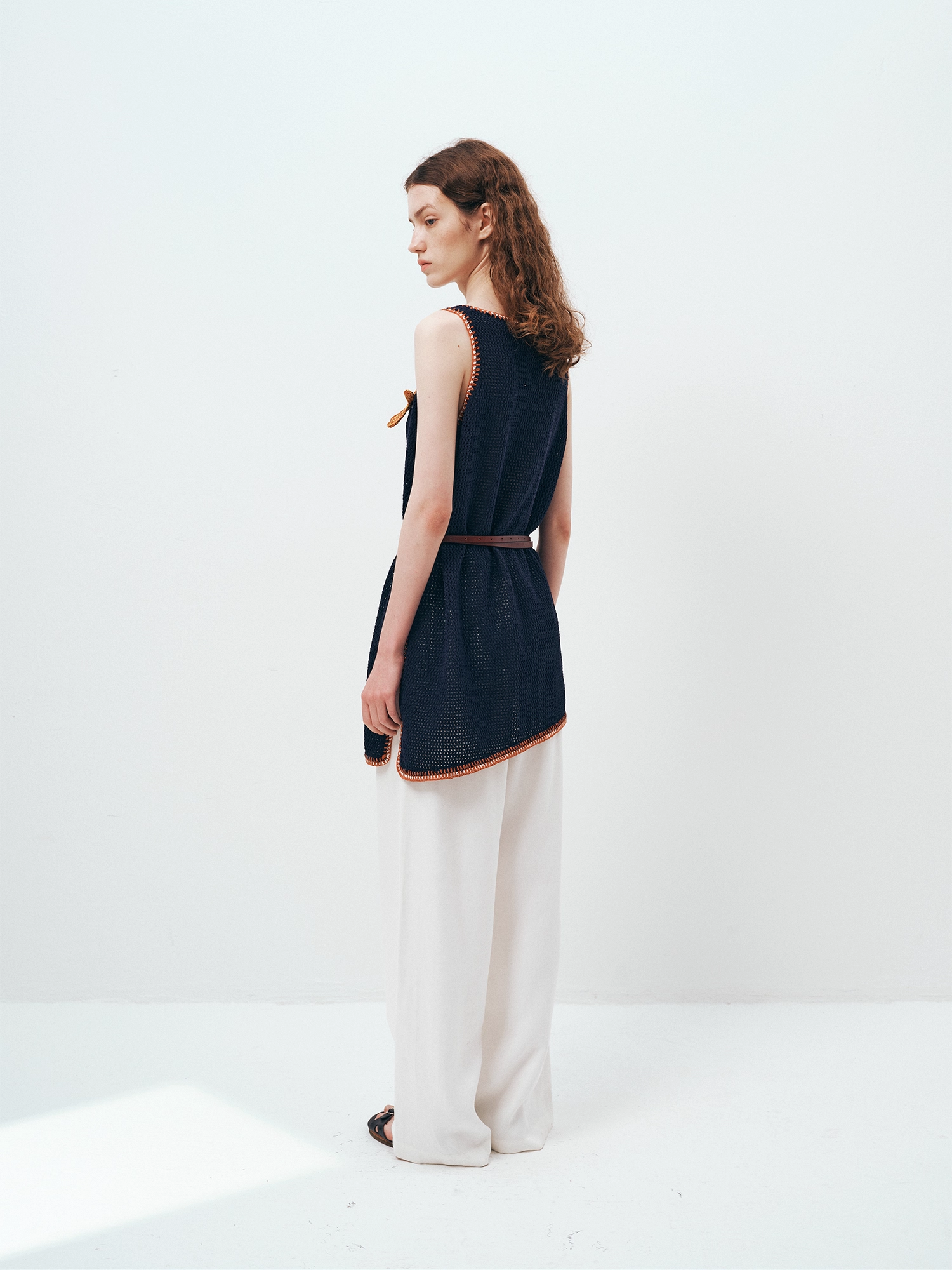Hollow Knit U-Neck Sleeveless Tank Top