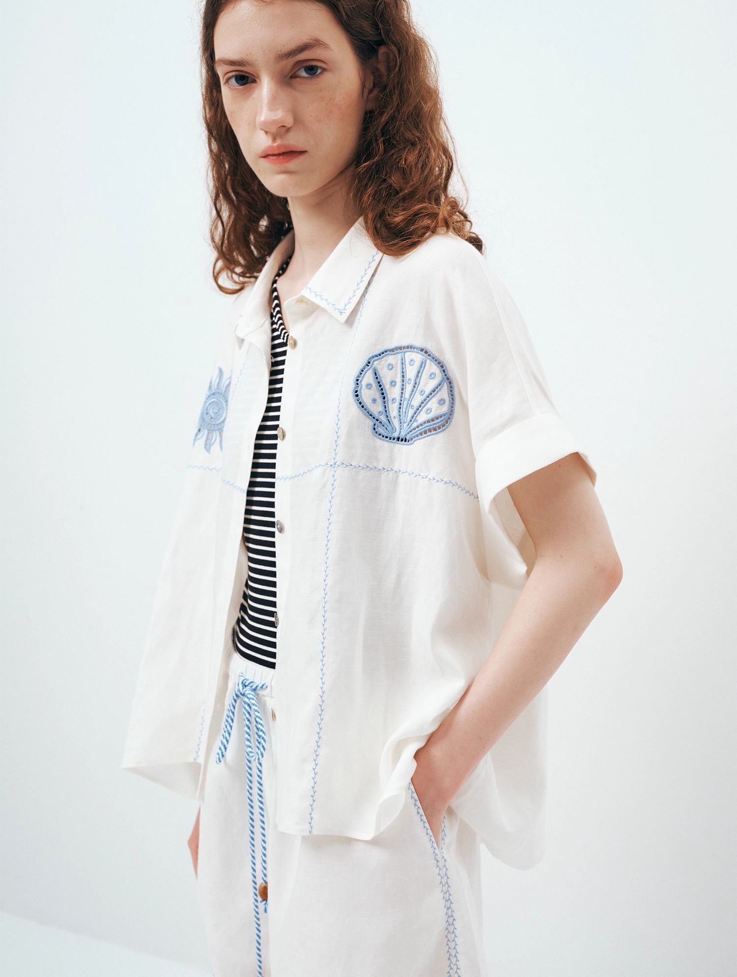 Eyelet Embroidered Shirt Dress