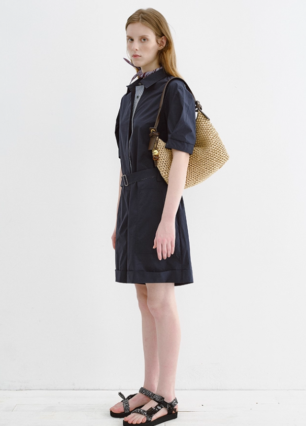 Navy Utility Short Sleeve Jumpsuit
