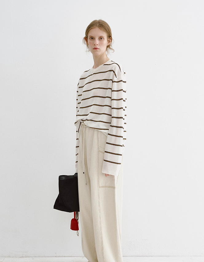 Linen-Blend Striped Knit Cover-Up