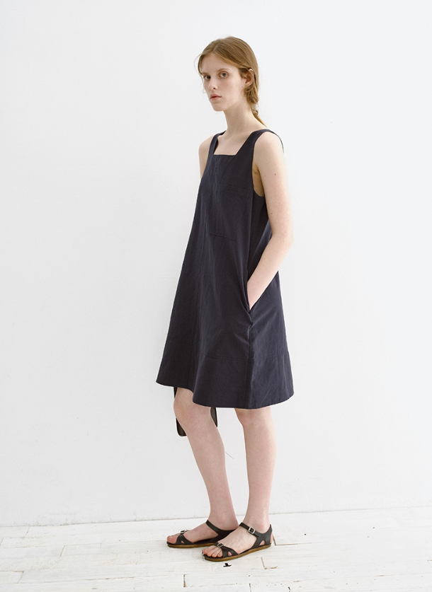 Square-Neck Sleeveless A-Line Dress