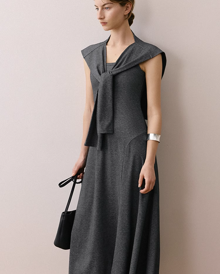 Deconstructed Knit Tank Dress & Shrug Set