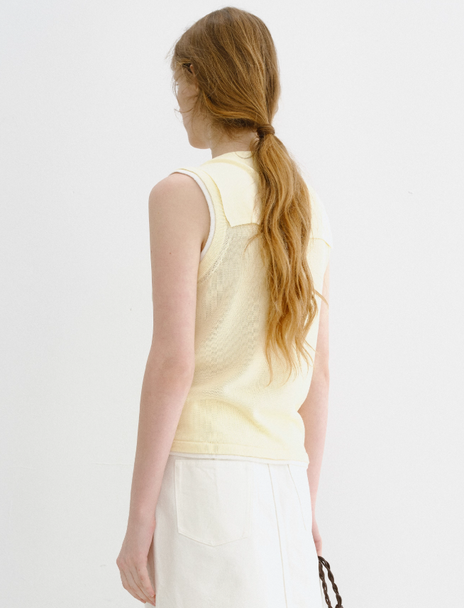 Sleeveless Knit Vest with Faux Two-Piece