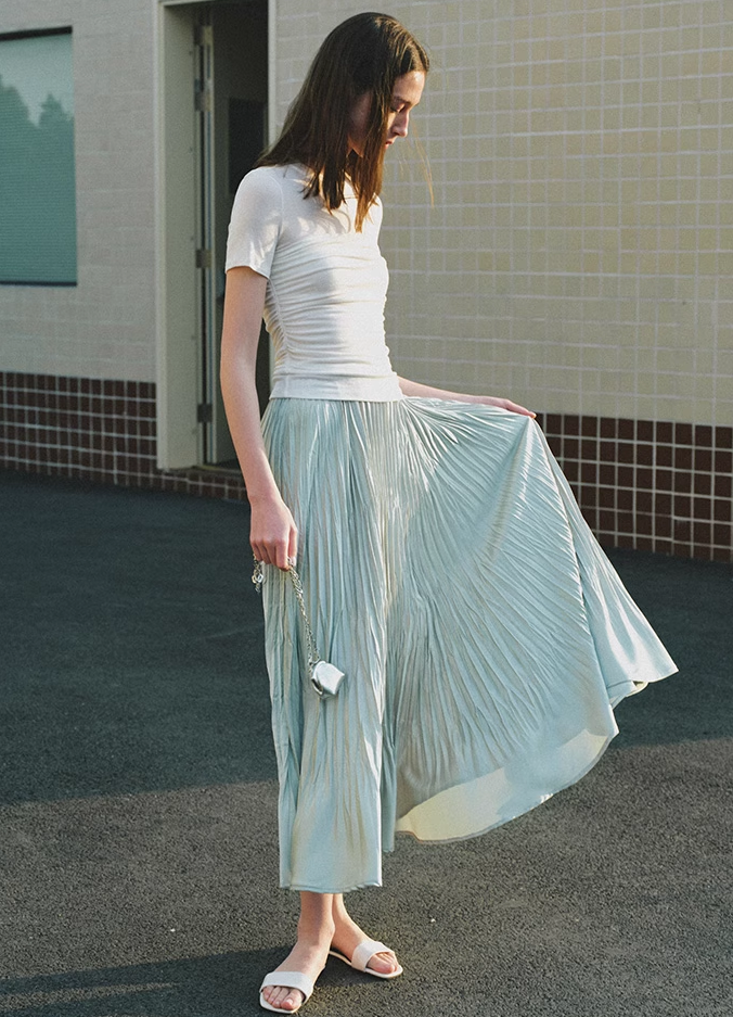 Matte Satin Midi Skirt