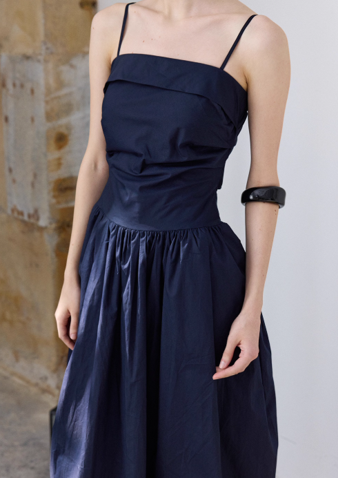 Cotton Blue Bustier Babydoll Dress