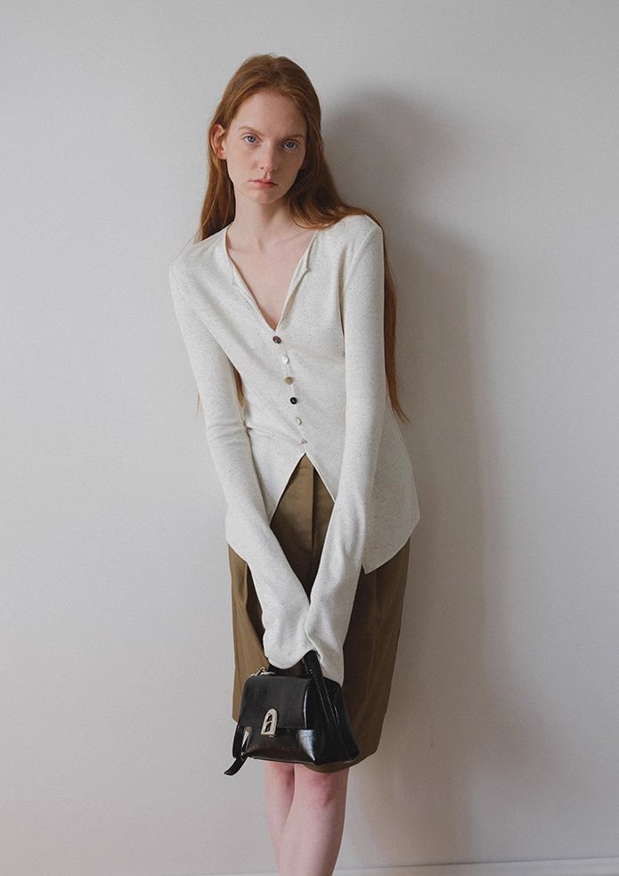 V-Neck Flared Sleeve Knit Top