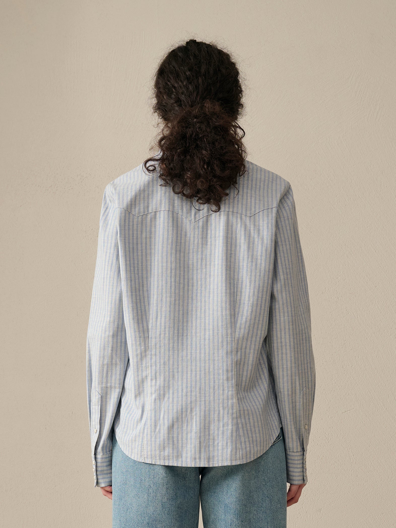 Vintage Stripe Long-Sleeve Shirt with Double Pockets