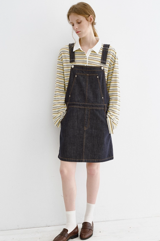 Deep Blue Dyed Denim Overall Dress