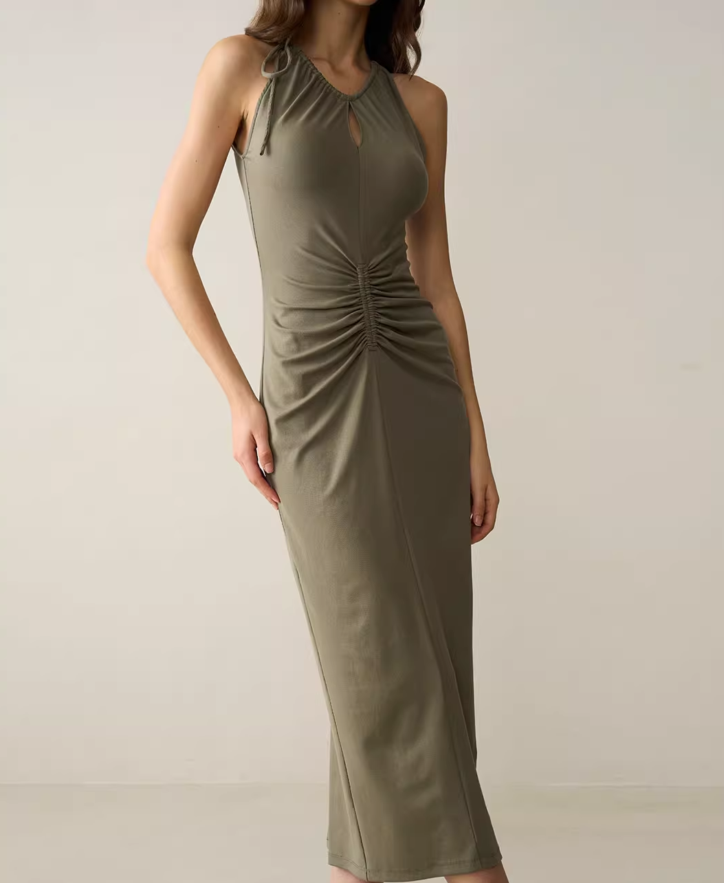 Tencel Drawstring Slip Dress