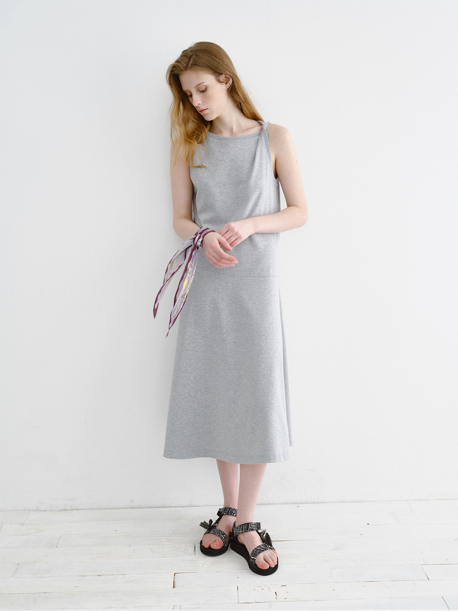Knot-Shoulder Sleeveless Maxi Dress