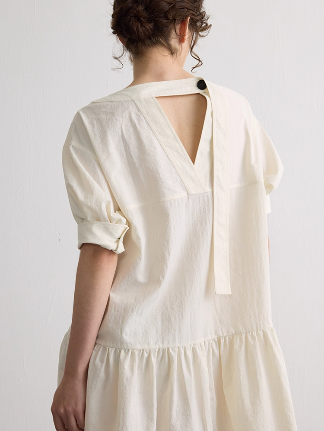 Short Sleeve A-Line Midi Dress