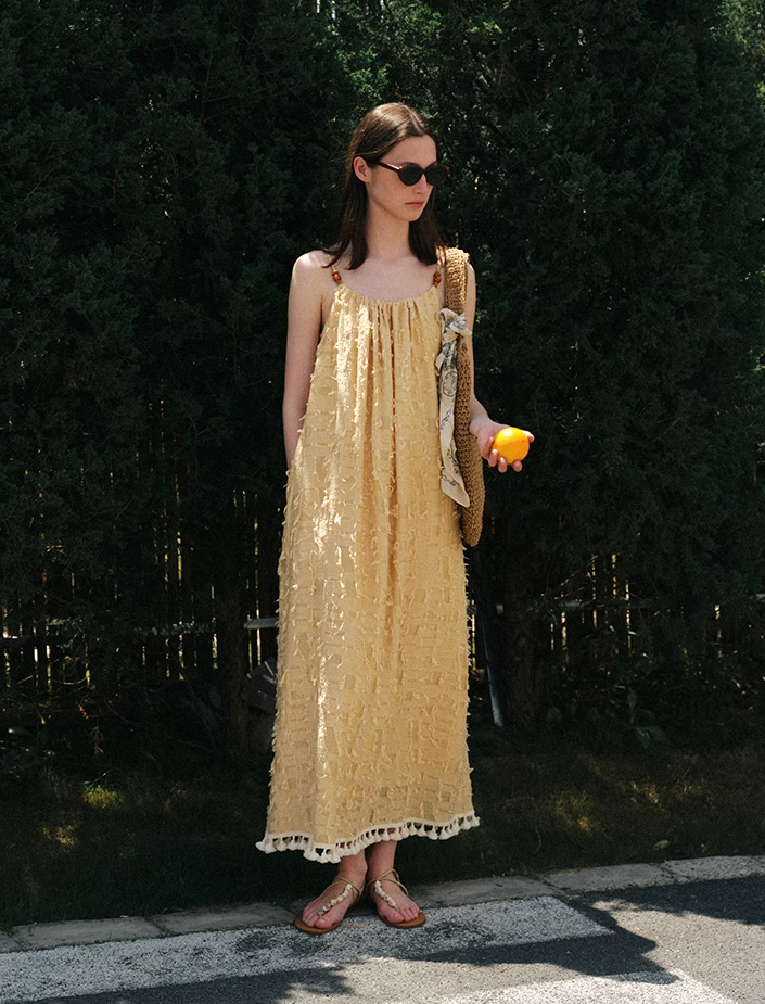 Jacquard Spaghetti Strap A-Line Dress