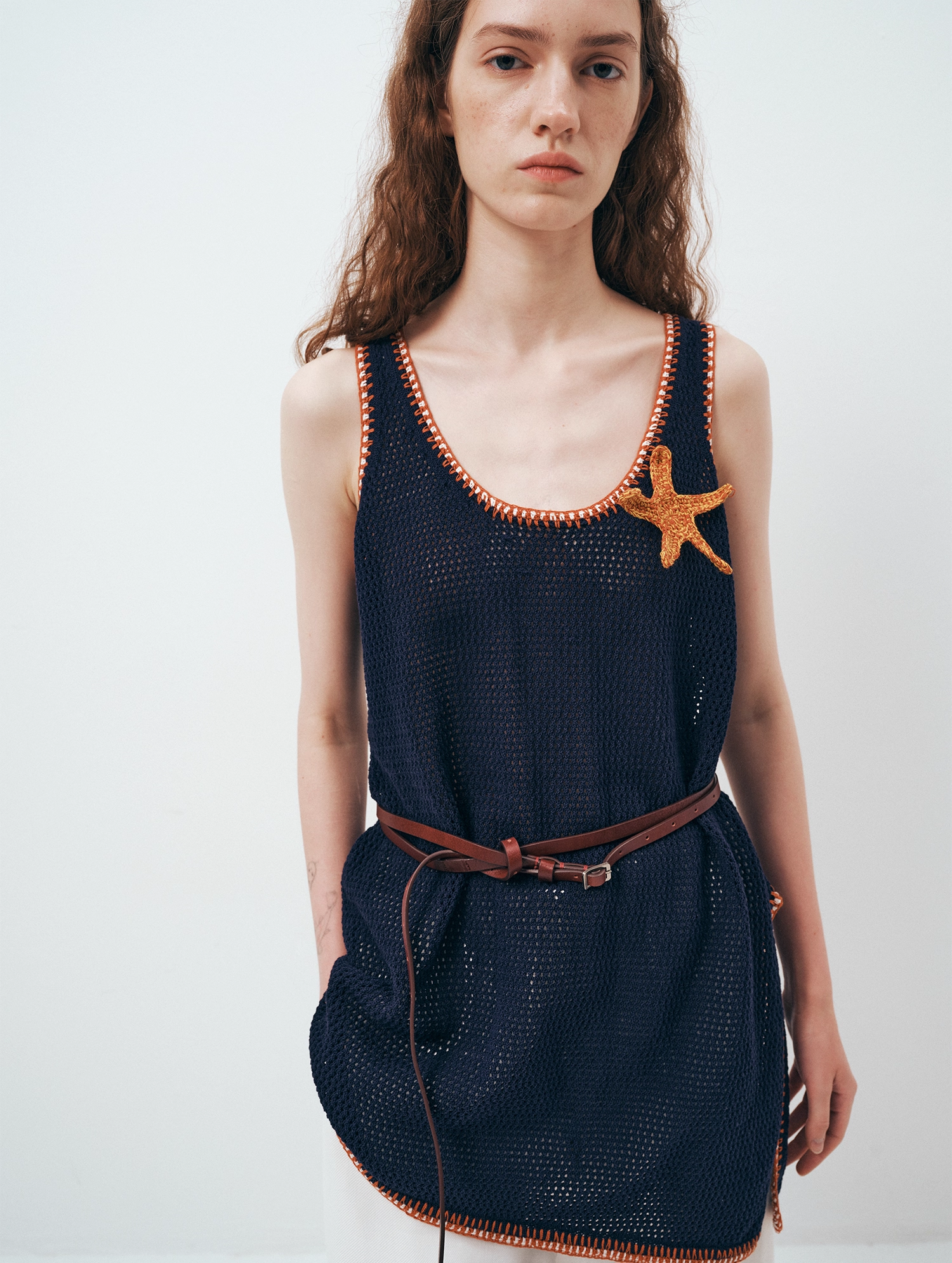 Hollow Knit U-Neck Sleeveless Tank Top