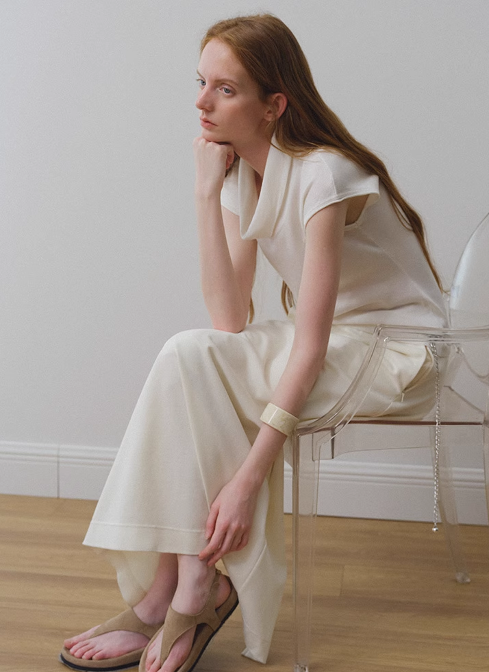 Drape-Neck Sleeveless Knit Top