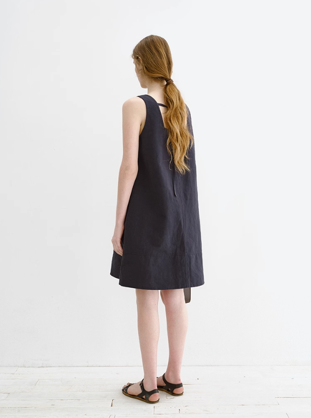 Square-Neck Sleeveless A-Line Dress
