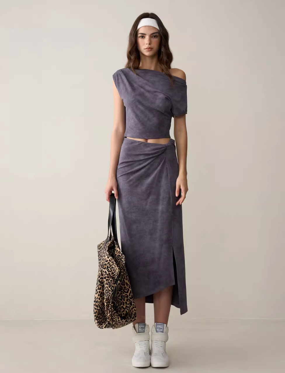 Asymmetric Off-Shoulder Top & Twist-Knot Irregular Skirt Set