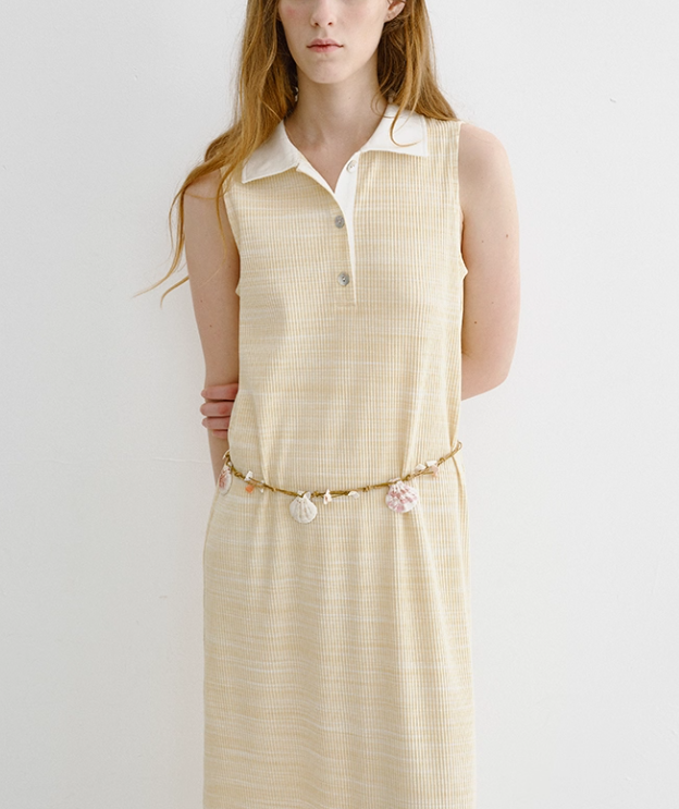 Sleeveless Polo Ribbed Knit Maxi Dress
