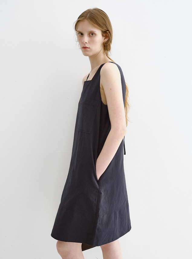 Square-Neck Sleeveless A-Line Dress