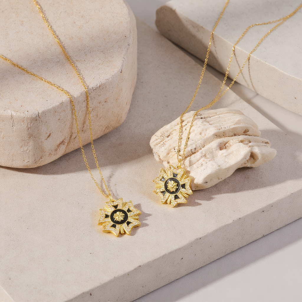 Pavé Starburst Coin Pendant Necklace