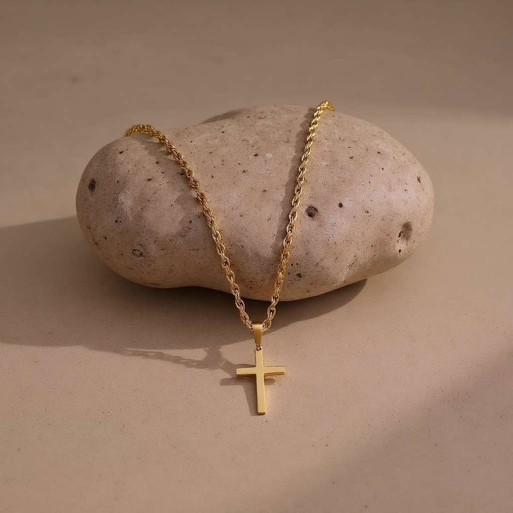 Twisted Cross Pendant Stainless Steel Necklace