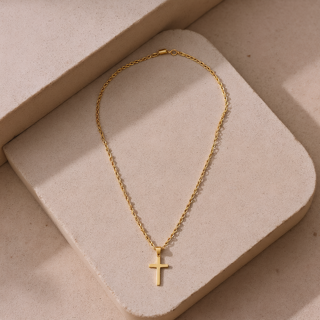 Twisted Cross Pendant Stainless Steel Necklace