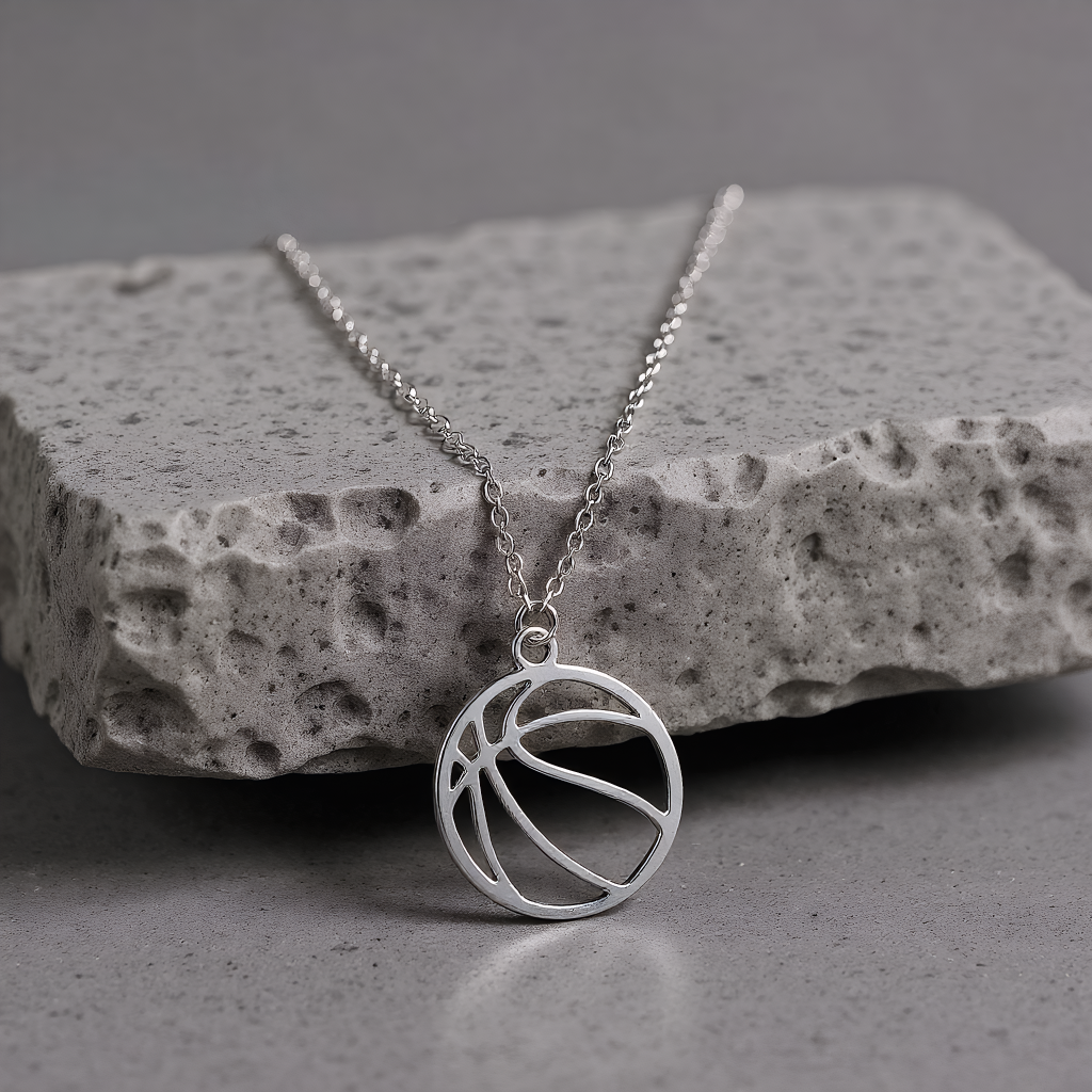 Open Basketball Pendant Necklace