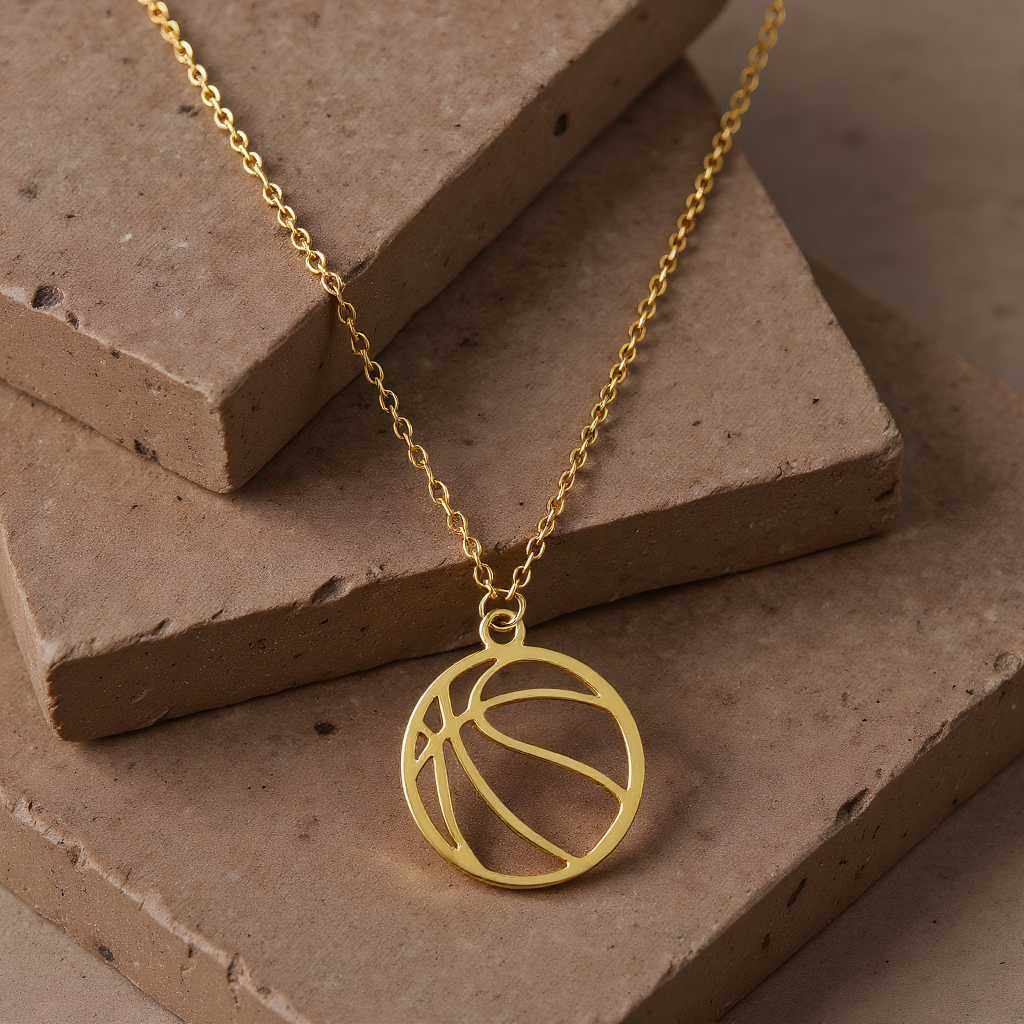 Open Basketball Pendant Necklace