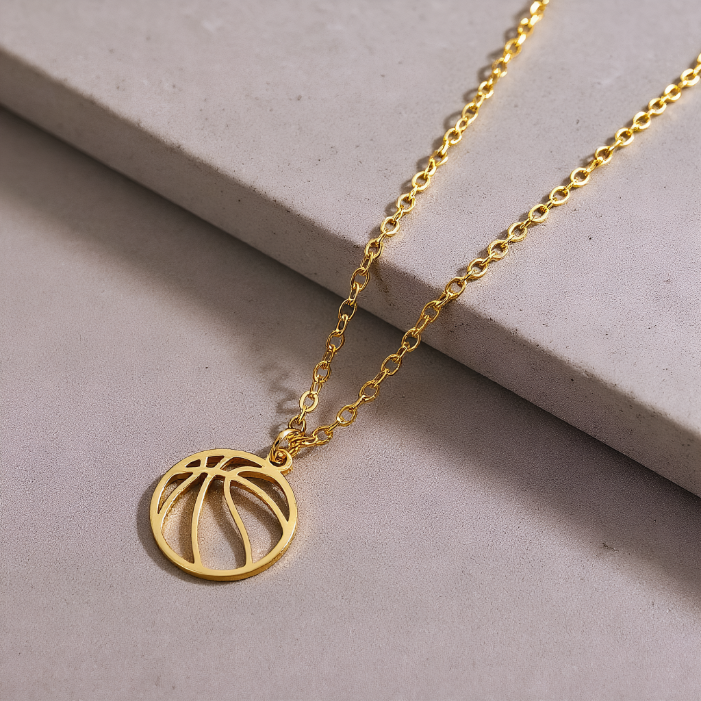 Open Basketball Pendant Necklace