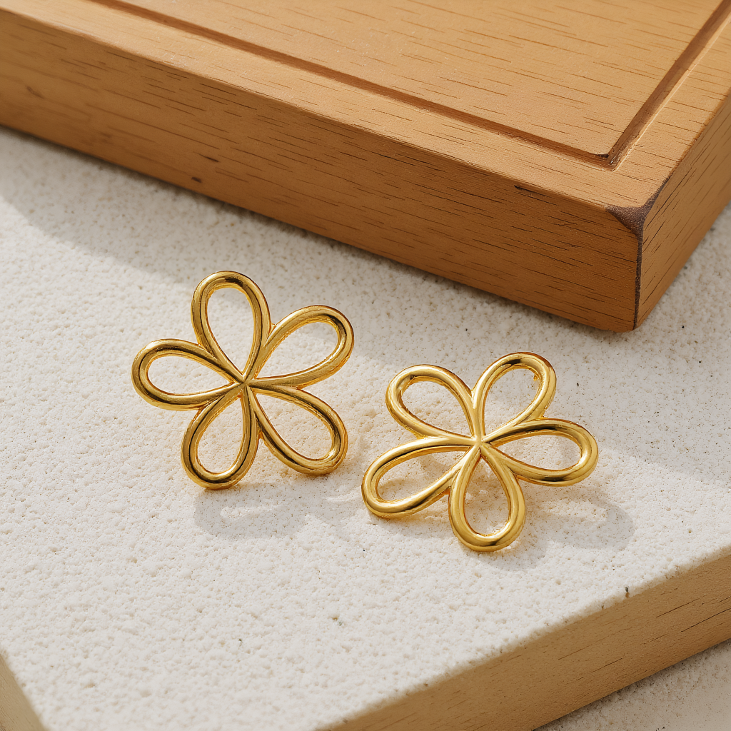 Bold Flower Stainless Steel Earrings