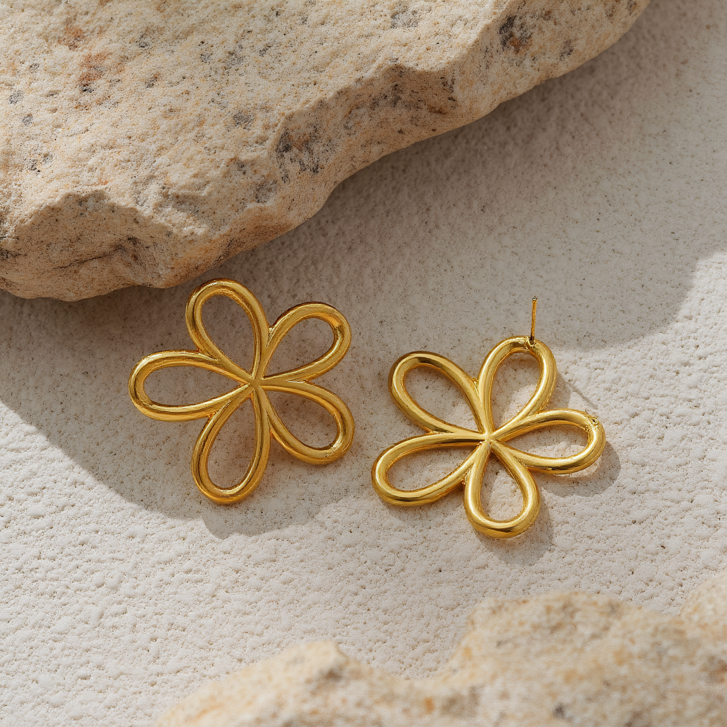 Bold Flower Stainless Steel Earrings