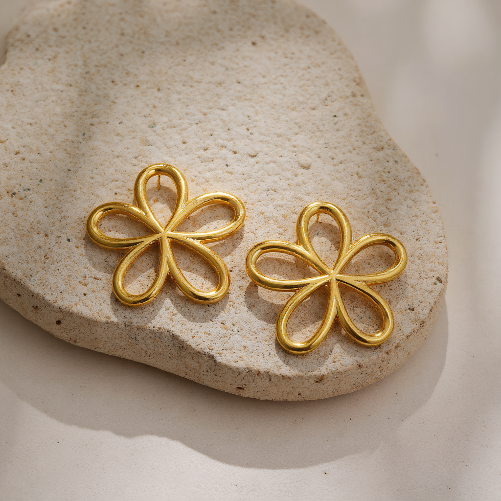 Bold Flower Stainless Steel Earrings